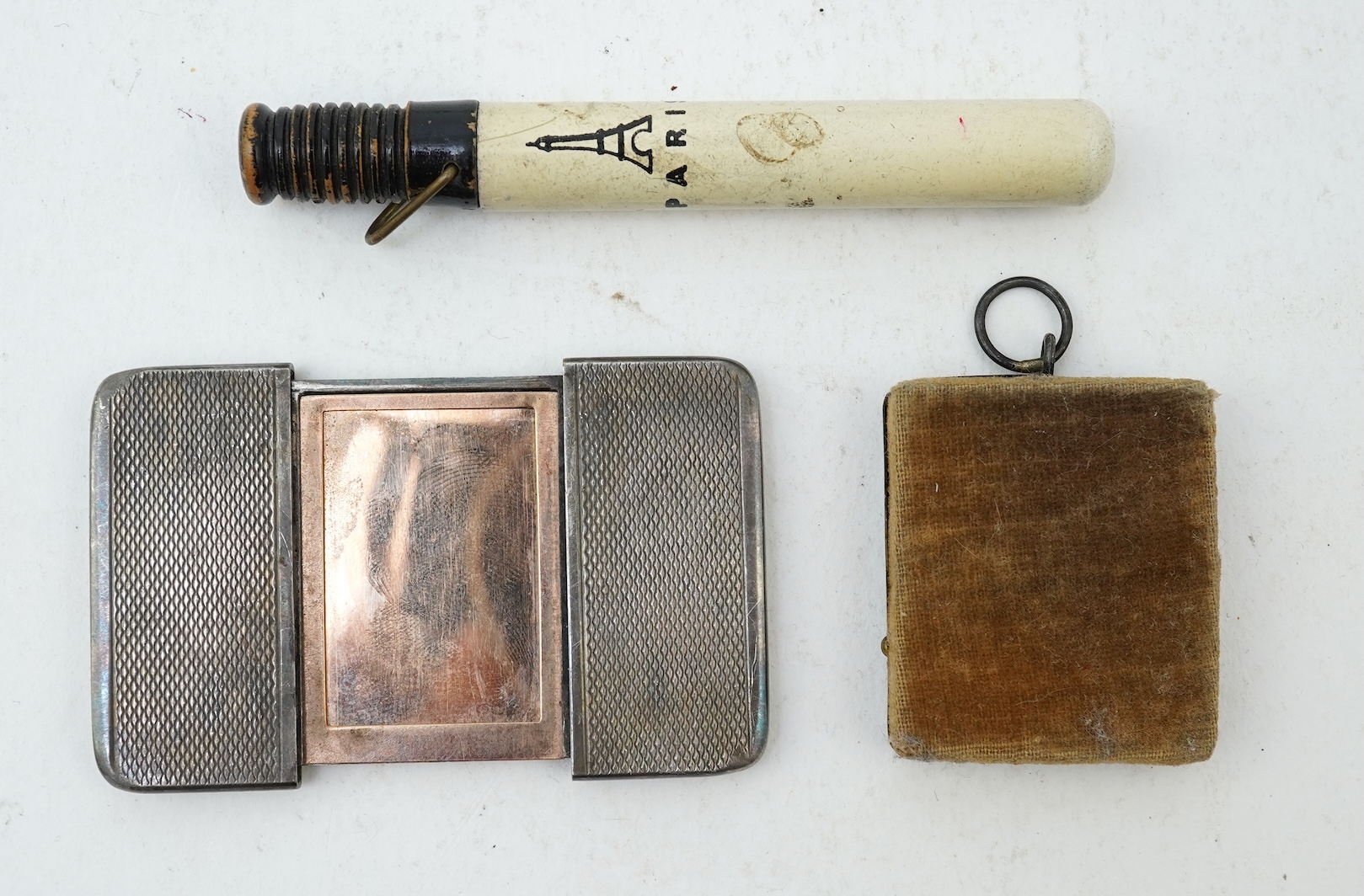 A collection of jewels and accessories including a Russian icon, comprising: a white glass bead rosary; a gilt metal and paste sacred heart motif for wall mounting, length 15.5cm; a gilt metal cube-shaped Nepro alarm clo